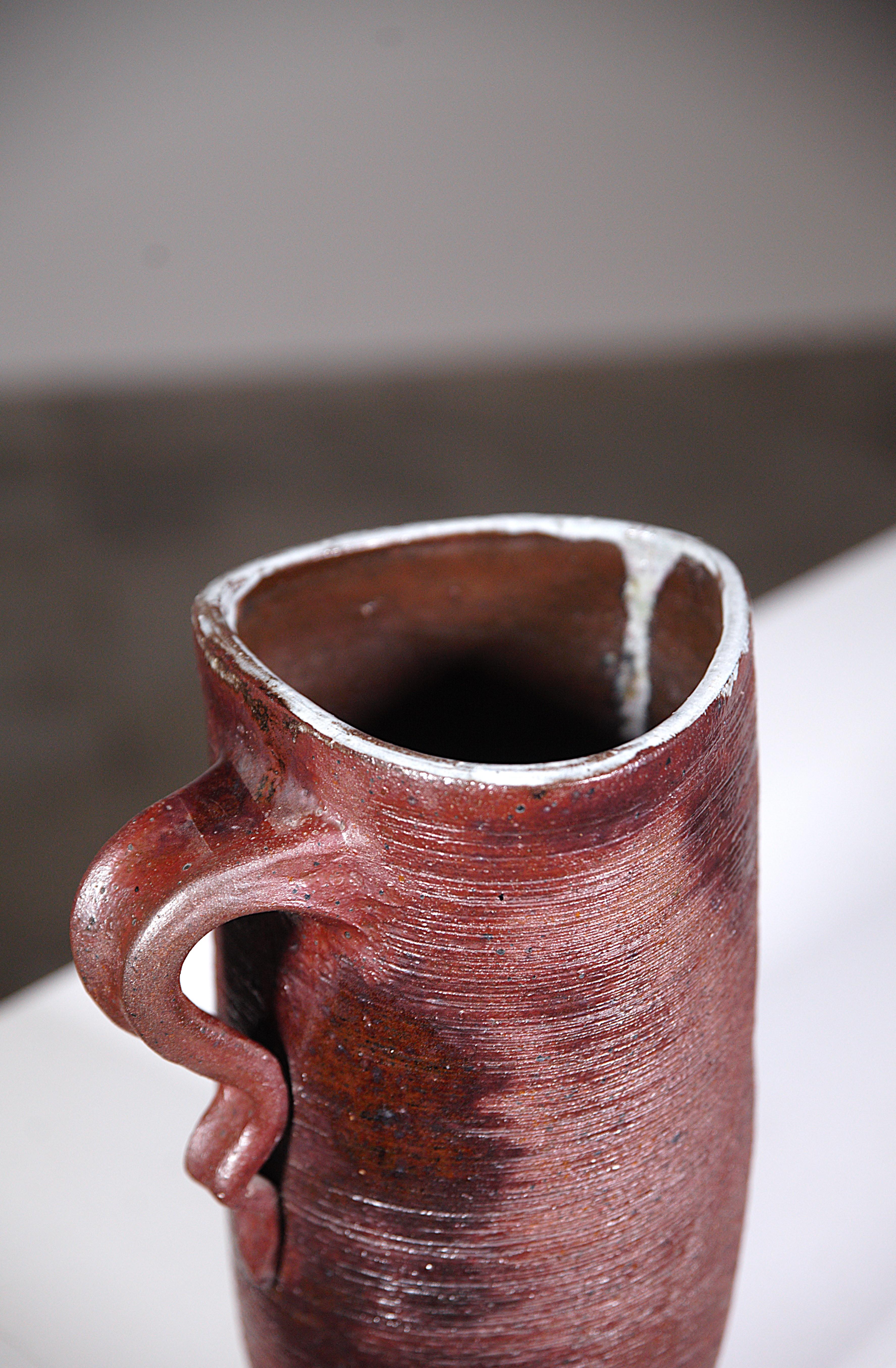 An Impressive Rustic Stoneware Pitcher by Cécile Dein Brittany Fance 1960's For Sale 3