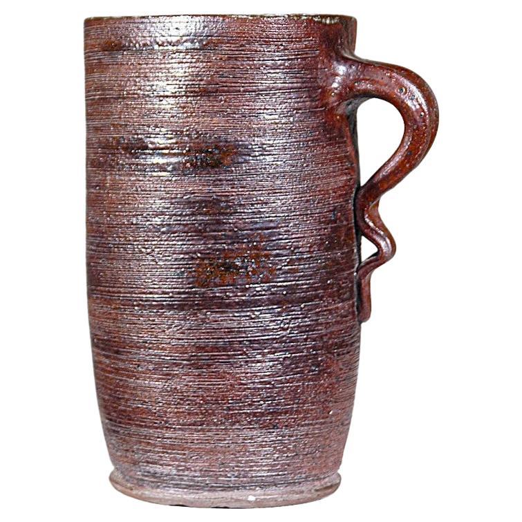 An Impressive Rustic Stoneware Pitcher by Cécile Dein Brittany Fance 1960's For Sale