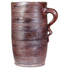 An Impressive Rustic Stoneware Pitcher by Cécile Dein Brittany Fance 1960's