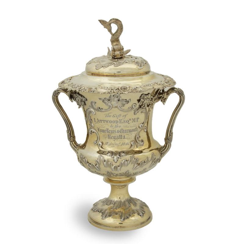 English An impressive silver gilt Lyme Regis & Charmouth Regatta Cup for 1846 presented  For Sale
