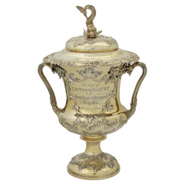 An impressive silver gilt Lyme Regis & Charmouth Regatta Cup for 1846 presented  For Sale