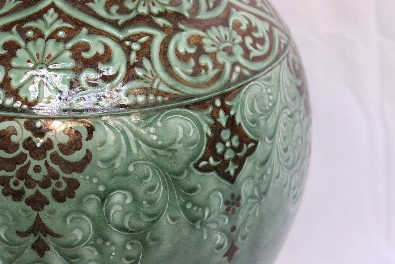 Impressive Théodore Deck Oriental Design Enameled Faience Vase, circa 1875 4