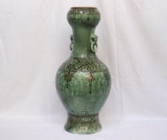 Impresionante jarrón de loza esmaltada de diseño oriental Théodore Deck, hacia 1875