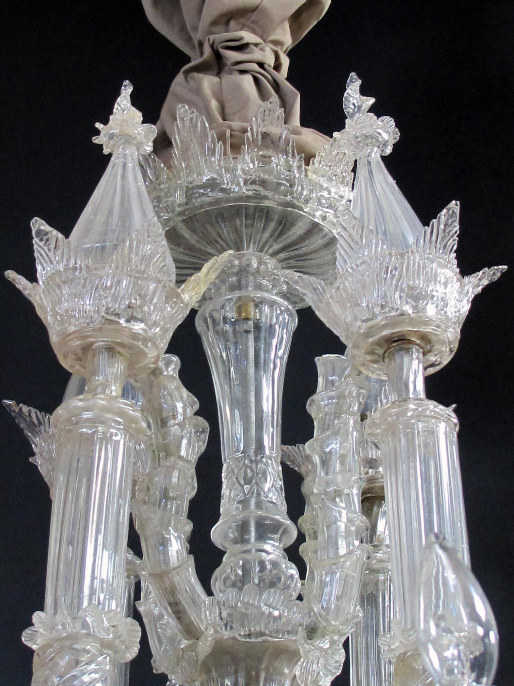 Italian Impressive Venetian Glass 12-Light Chandelier with Dolphin-Form Arms