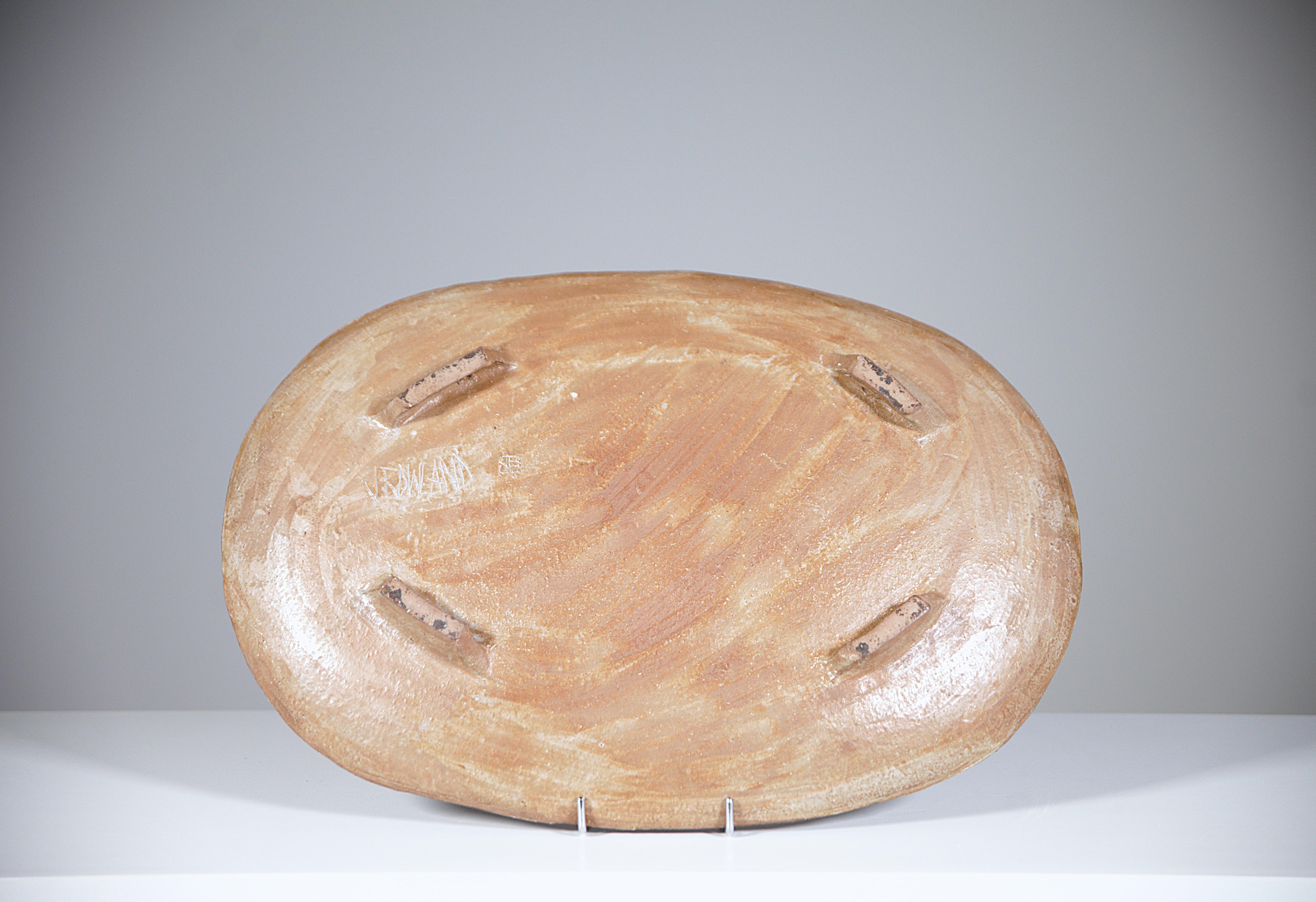 Impresionante Plato de Cerámica de Pared de Jo Rowland Atelier A Sant Vicens Francia Años 60 en venta 4