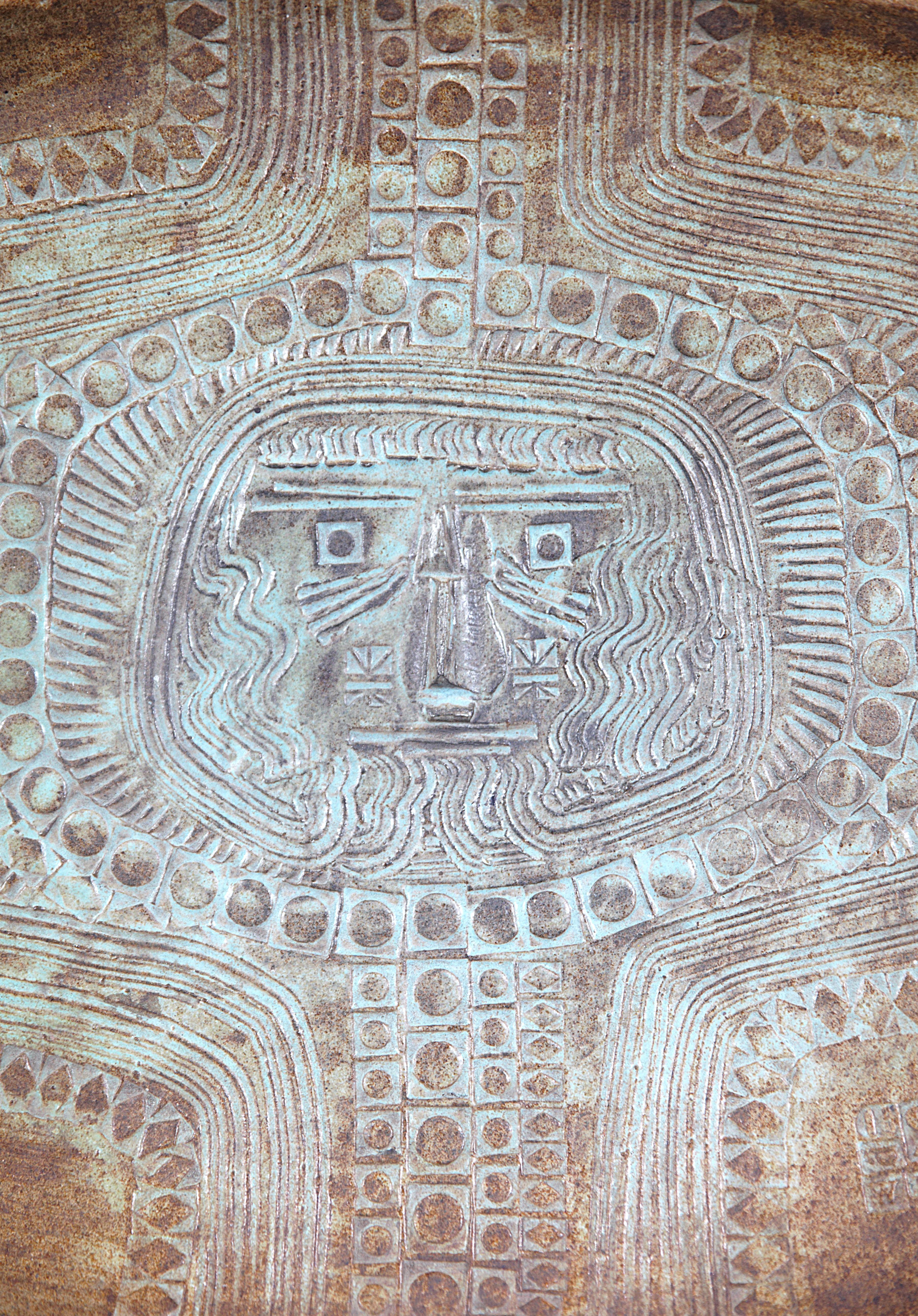 Impresionante Plato de Cerámica de Pared de Jo Rowland Atelier A Sant Vicens Francia Años 60 en venta 1
