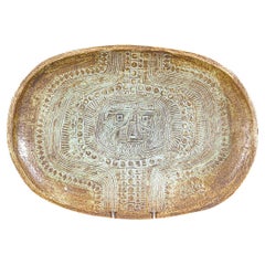 An Impressive Wall Ceramic Dish by Jo Rowland Atelier Sant Vicens France 1960s