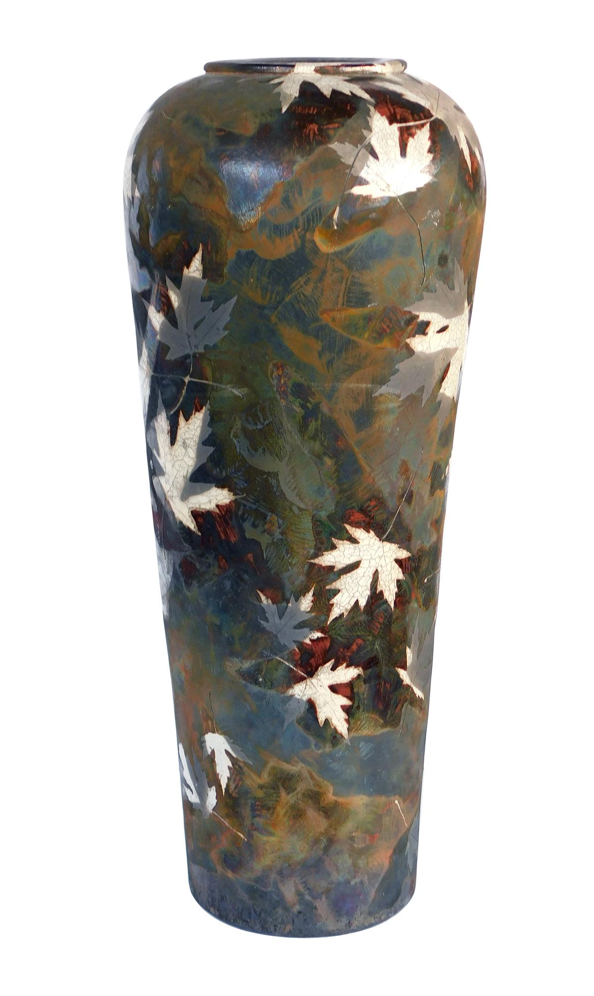 American Raku Impressively Large American Raku Ceramic Art Potter Vase, Signed For ...