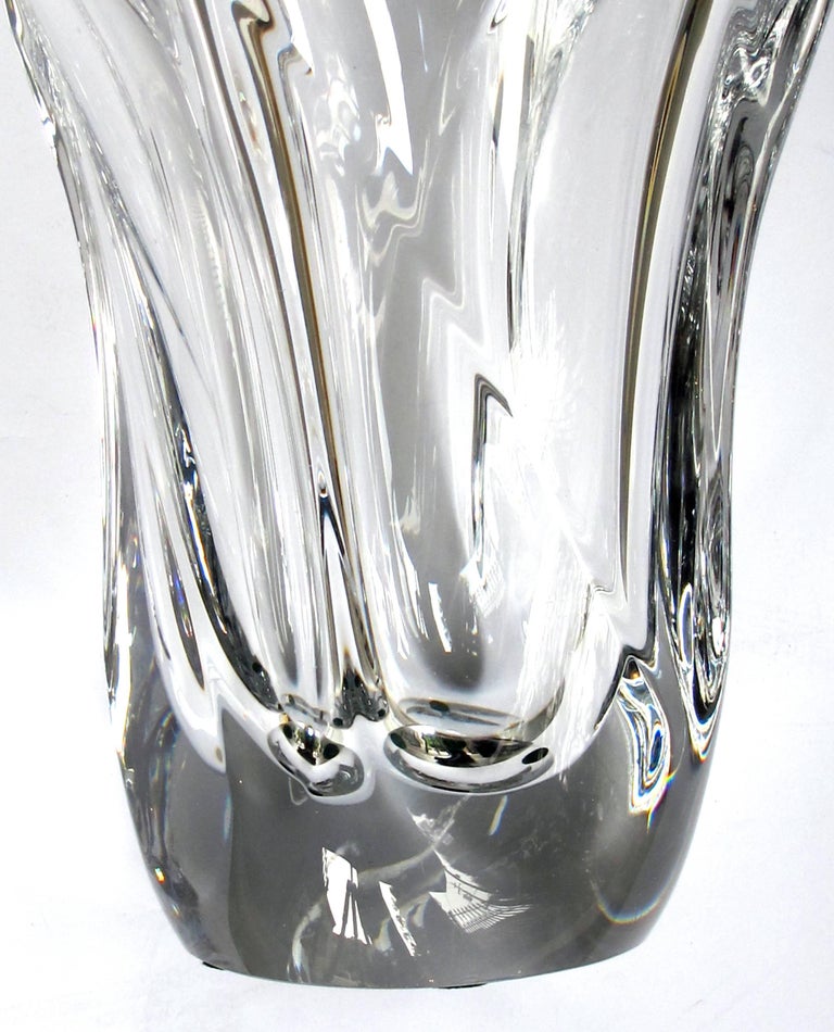 ImpressivelyLarge and Heavy French Daum Clear Crystal Vase, circa 1945