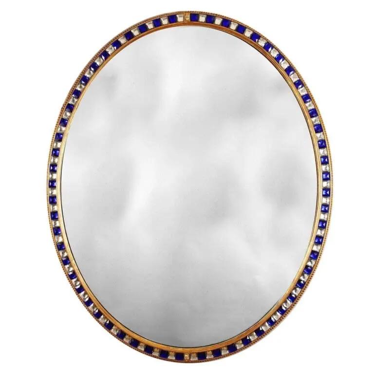 An impressively large bejewelled oval mirror in the style of Waterford, c. 1880 In Excellent Condition For Sale In Reepham, GB