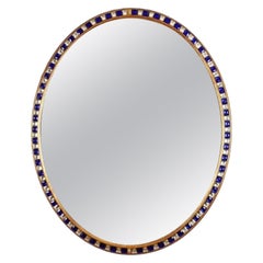 An impressively large bejewelled oval mirror in the style of Waterford, c. 1880