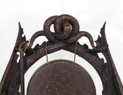 An Impressively Large Victorian Carved Oak Floor Standing Dinner Gong