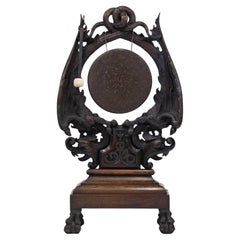 An Impressively Large Victorian Carved Oak Floor Standing Dinner Gong