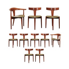 Incomparable Set of Ten Dining Chairs by Erik Andersen and Palle Pedersen