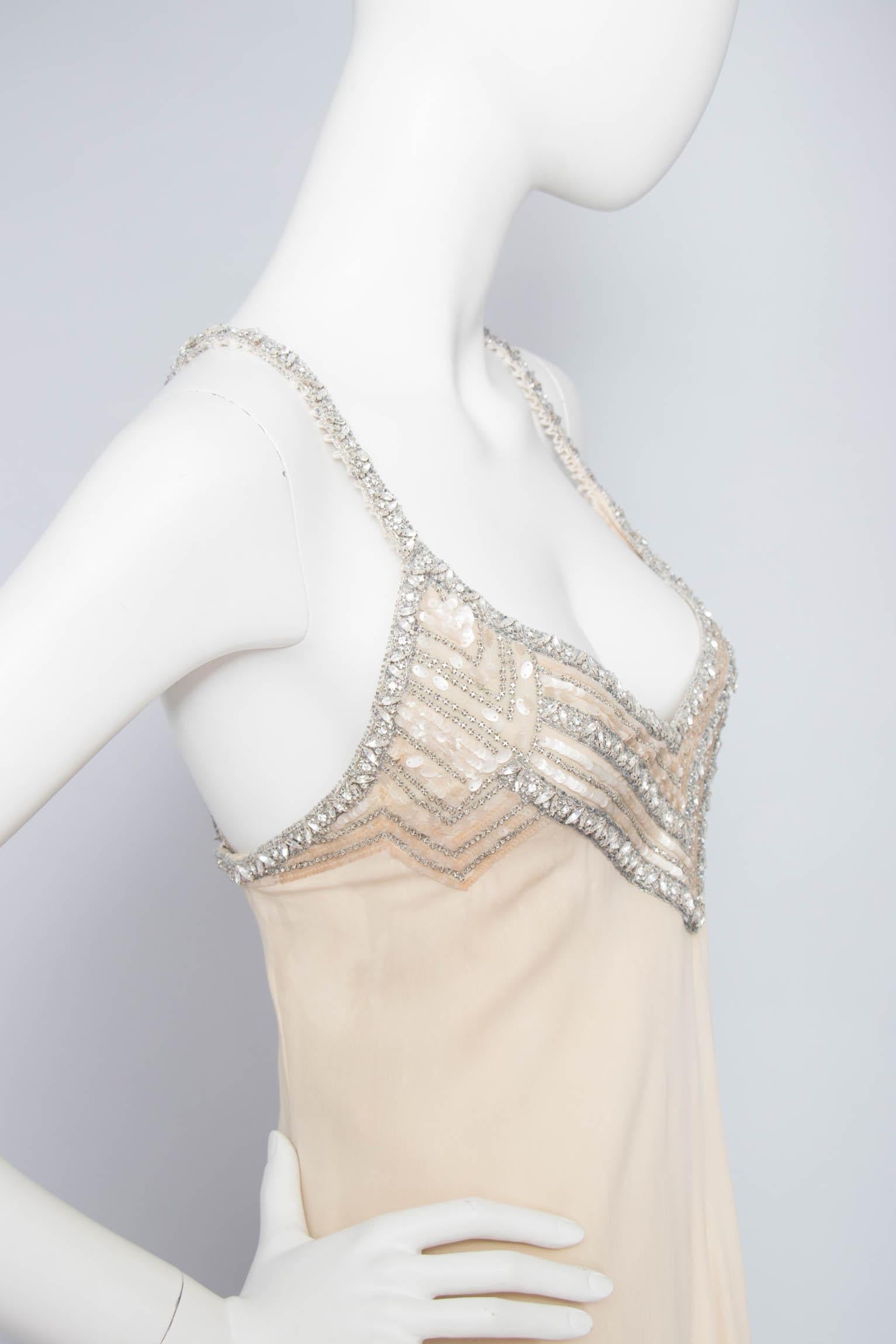 Beige An Incredible 1960s Vintage Christian Dior Couture Silk Dress w. Beading  For Sale