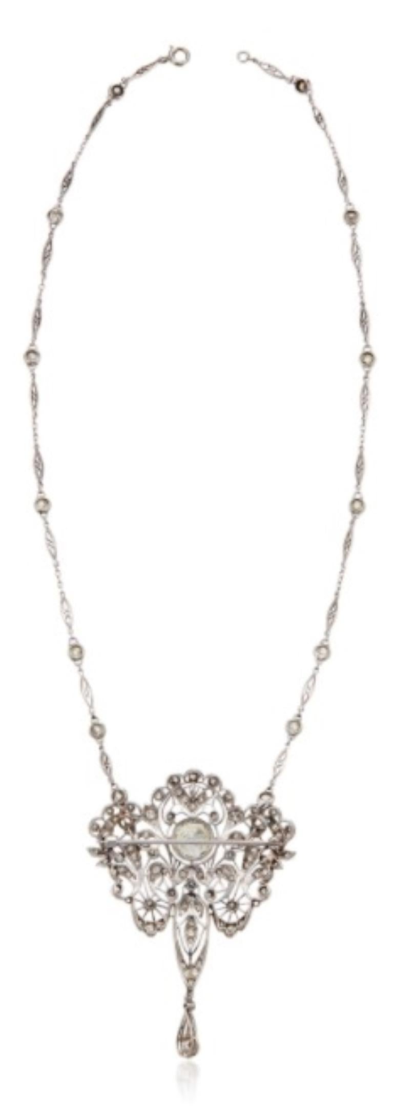 Unglaublicher Diamant-Anhänger-Halskette und Brosche aus der Belle Époque im Zustand „Gut“ im Angebot in New York, NY