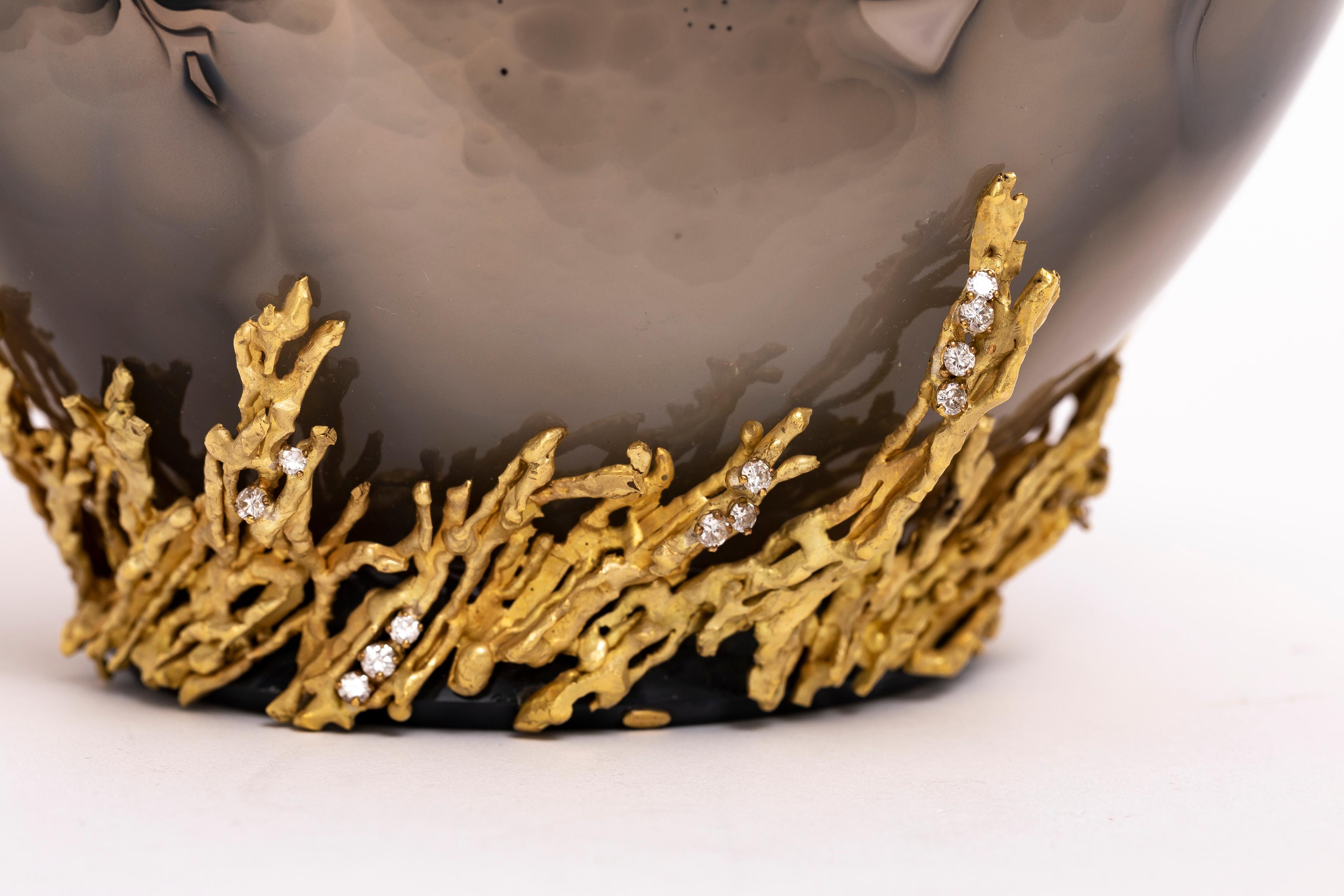 An Incredible Chaumet Paris Gold & Diamond Mounted Carved Agate Bowl For Sale 5
