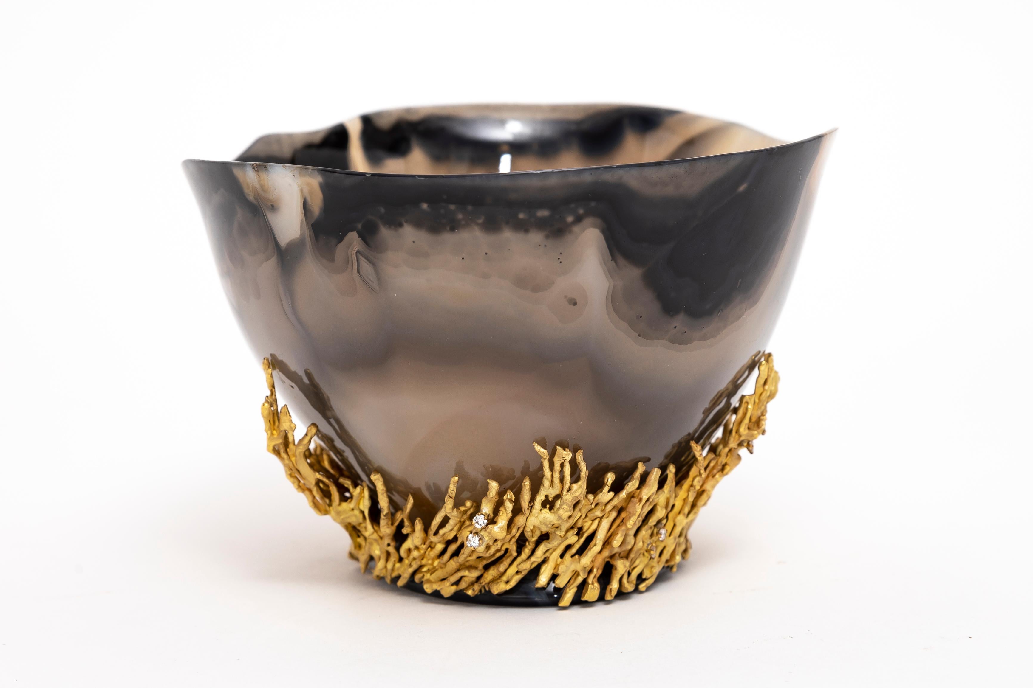 An Incredible Chaumet Paris Gold & Diamond Mounted Carved Agate Bowl For Sale 1