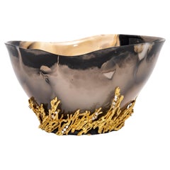 Vintage An Incredible Chaumet Paris Gold & Diamond Mounted Carved Agate Bowl