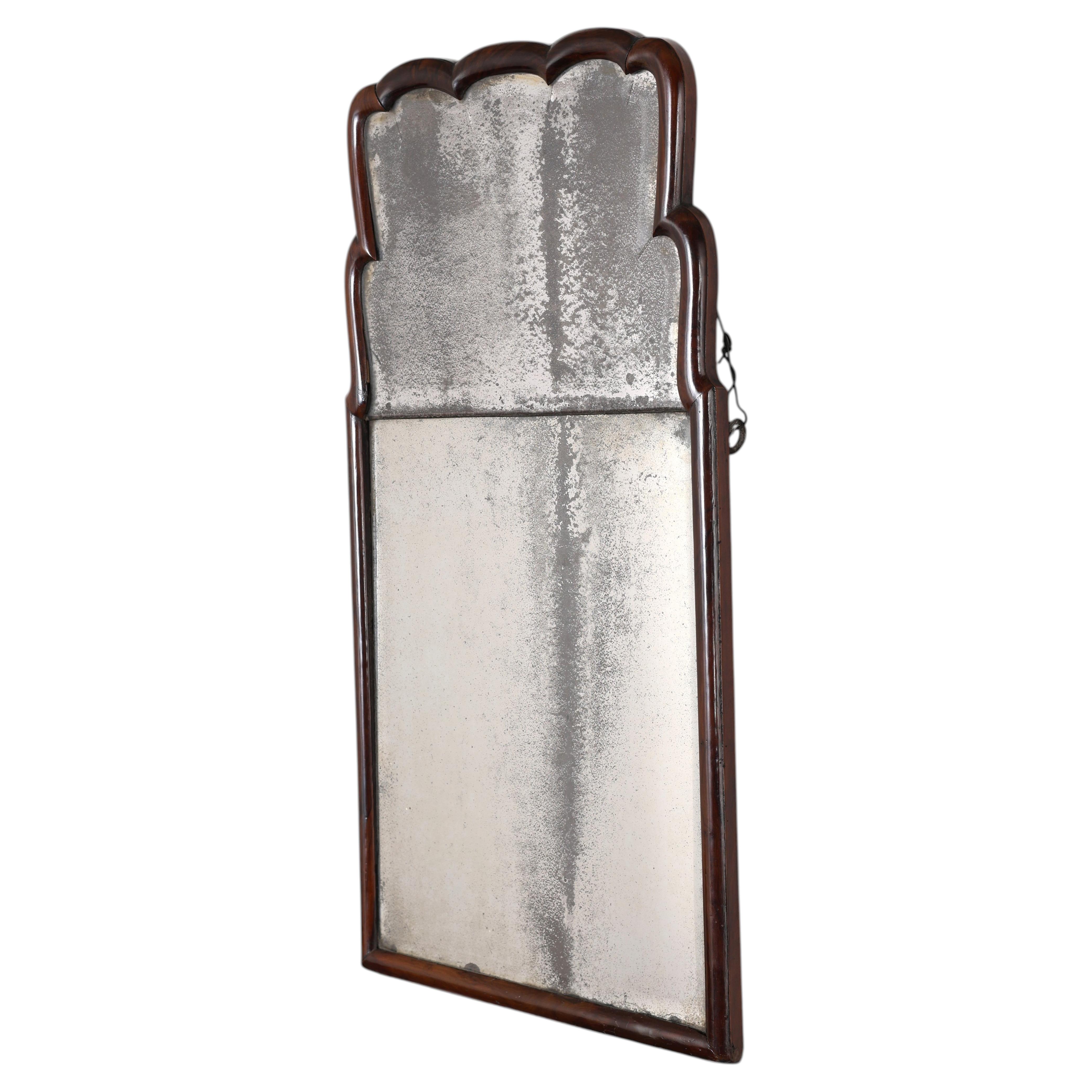 An Incredible Rare English Walnut Queen Anne Mirror