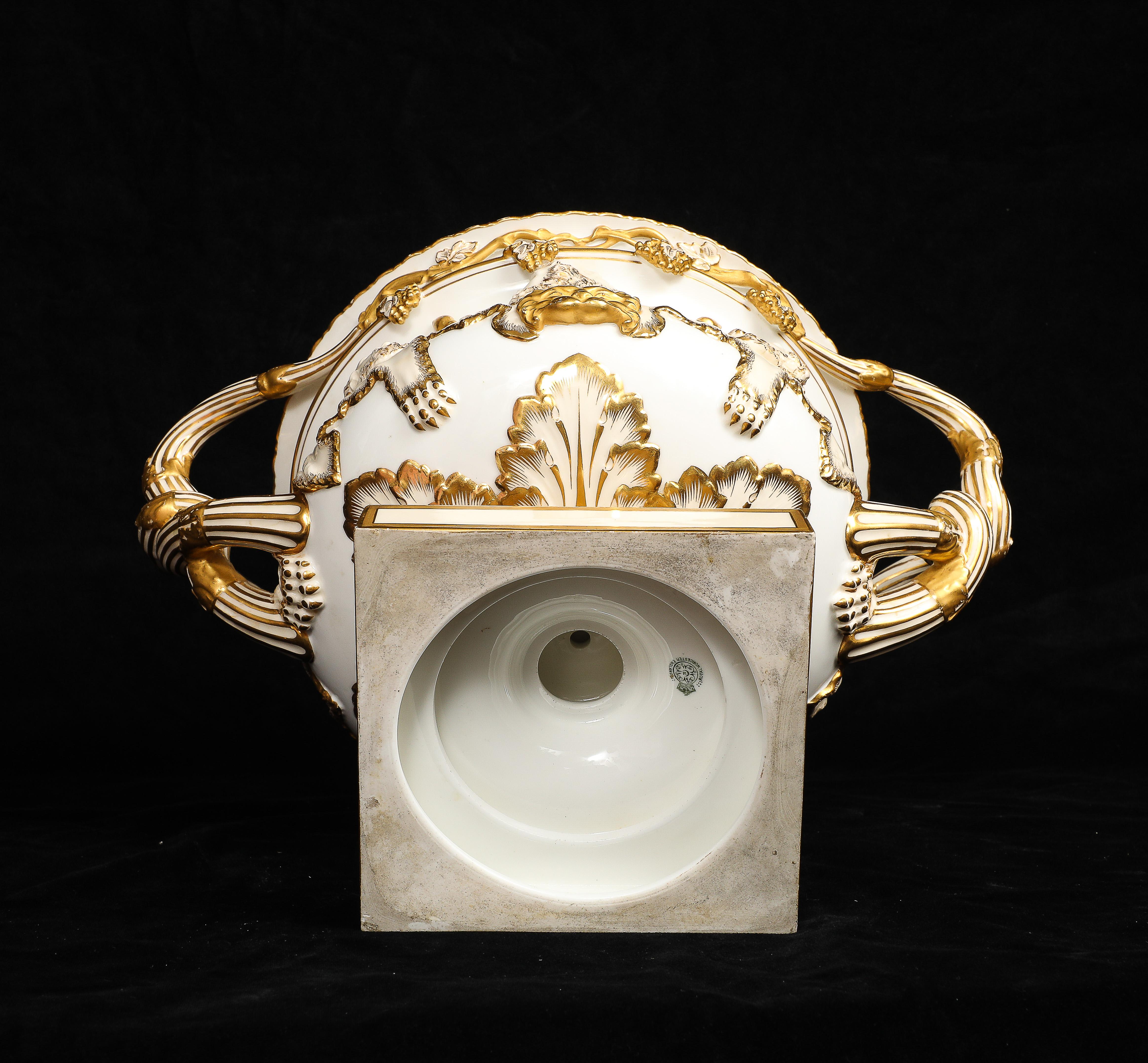 An Incredible Royal Worcester Porcelain Double-Handled Urn with Relief Soldiers For Sale 6