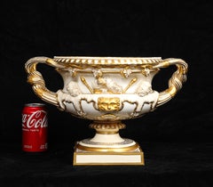 An Incredible Royal Worcester Porcelain Double-Handled Urn with Relief Soldiers