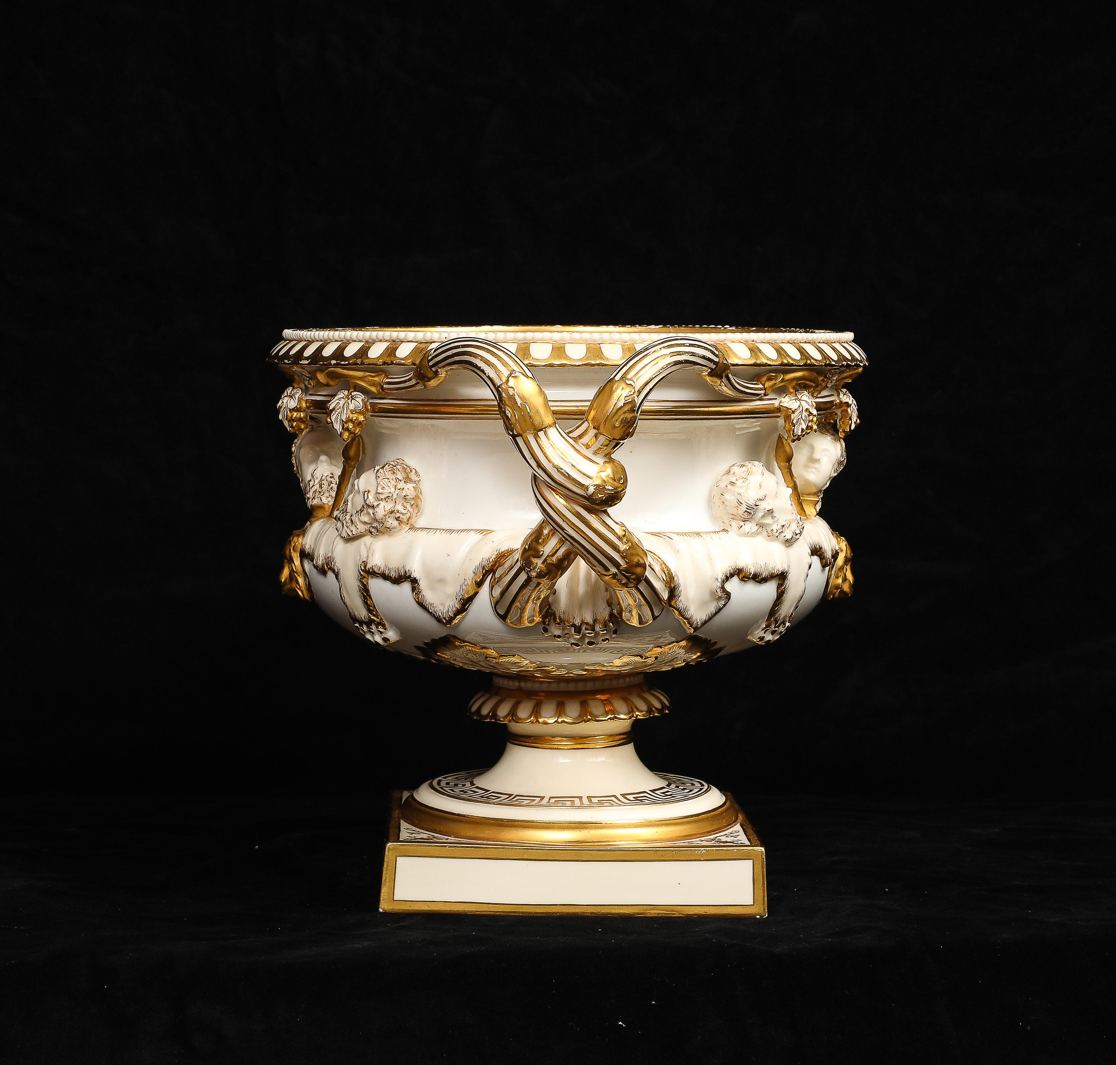 English An Incredible Royal Worcester Porcelain Double-Handled Urn with Relief Soldiers For Sale
