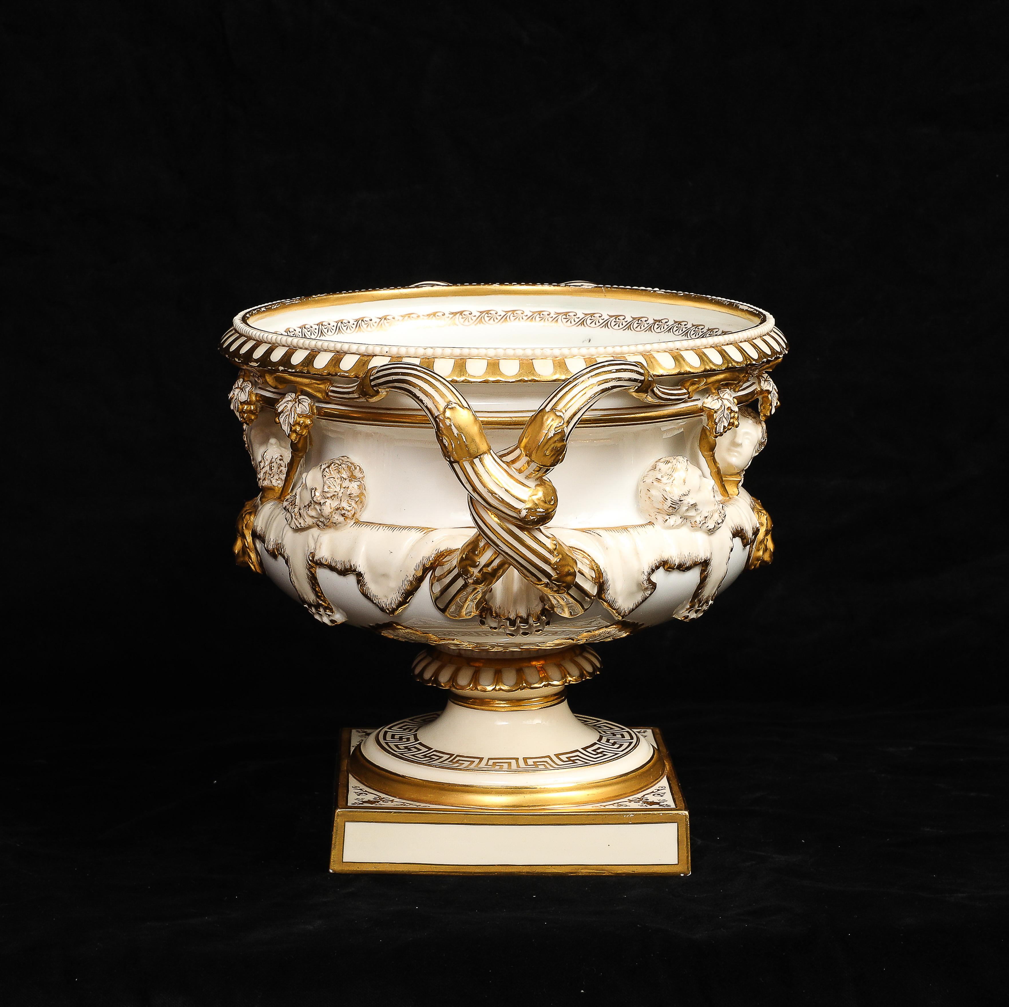Hand-Carved An Incredible Royal Worcester Porcelain Double-Handled Urn with Relief Soldiers For Sale