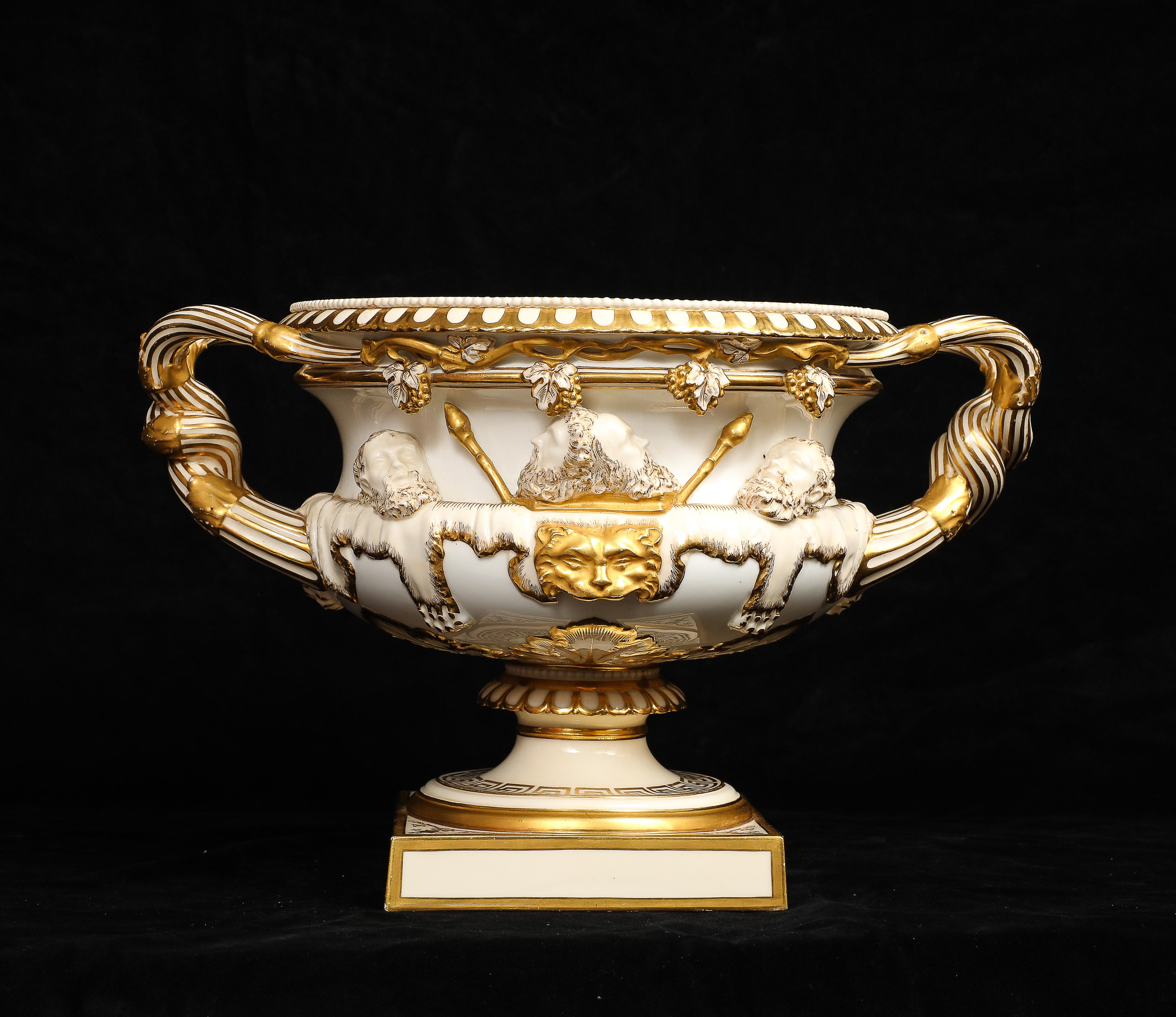 Mid-19th Century An Incredible Royal Worcester Porcelain Double-Handled Urn with Relief Soldiers For Sale