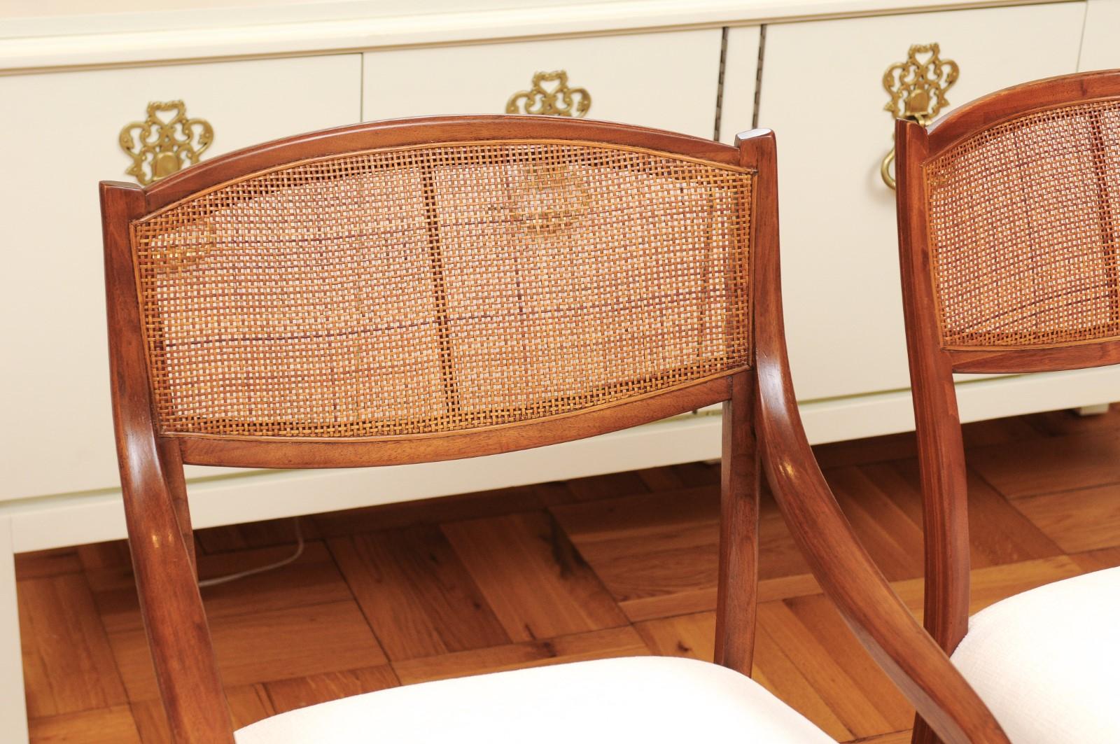 Incredible Set of 8 Walnut Cane Dining Chairs by Barney Flagg, circa 1960 For Sale 3