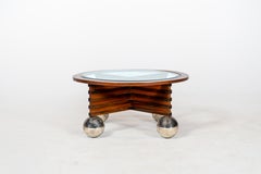 An Indian Art Deco Coffee Table with Chrome Ball Feet
