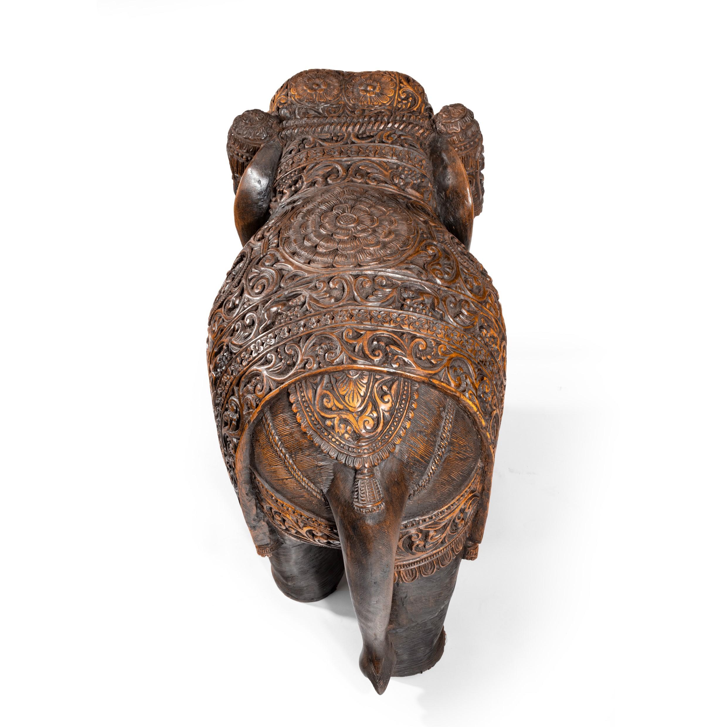 Indian Carved Hardwood Elephant For Sale 5