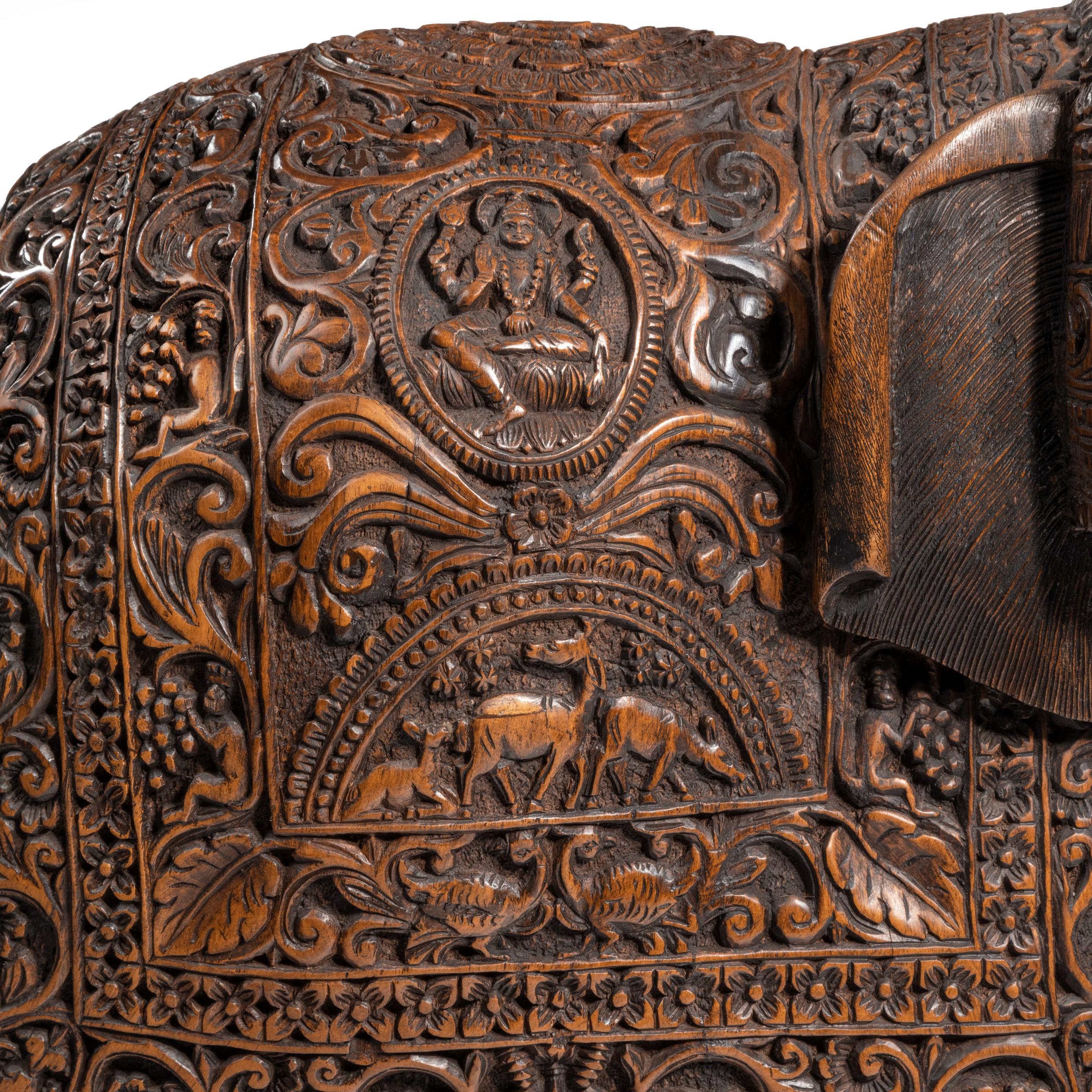 Indian Carved Hardwood Elephant For Sale 7