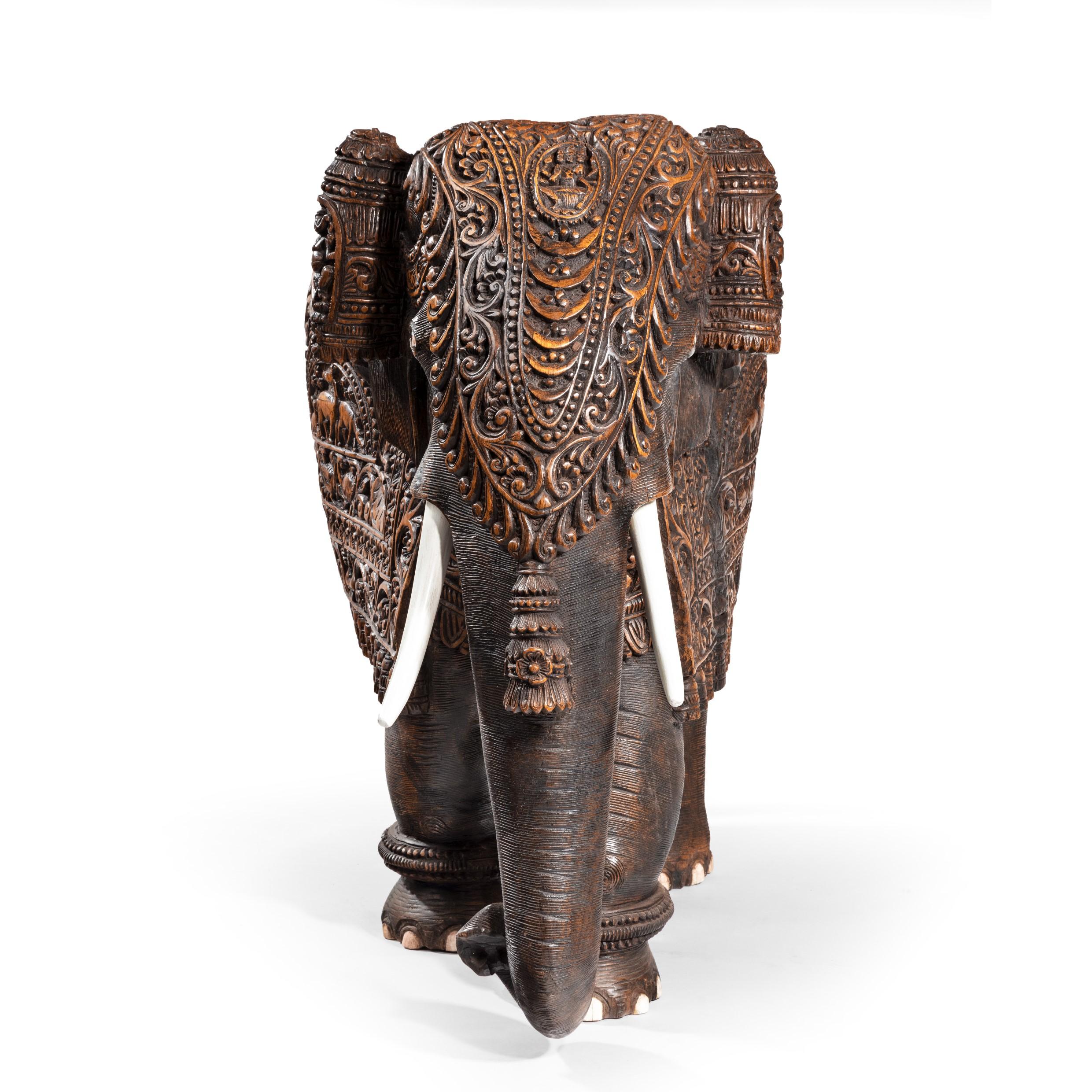 Indian Carved Hardwood Elephant For Sale 13
