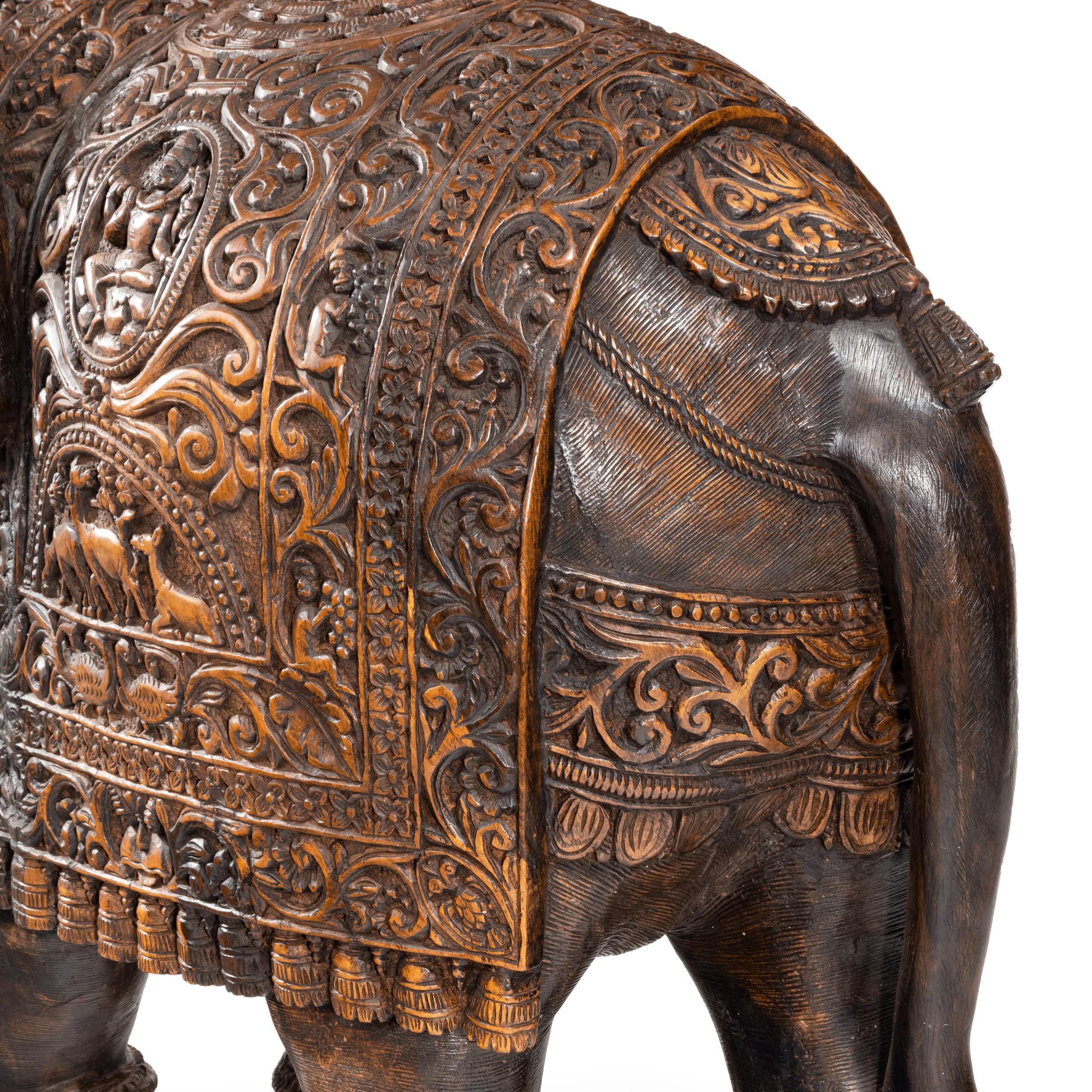 Indian Carved Hardwood Elephant For Sale 2