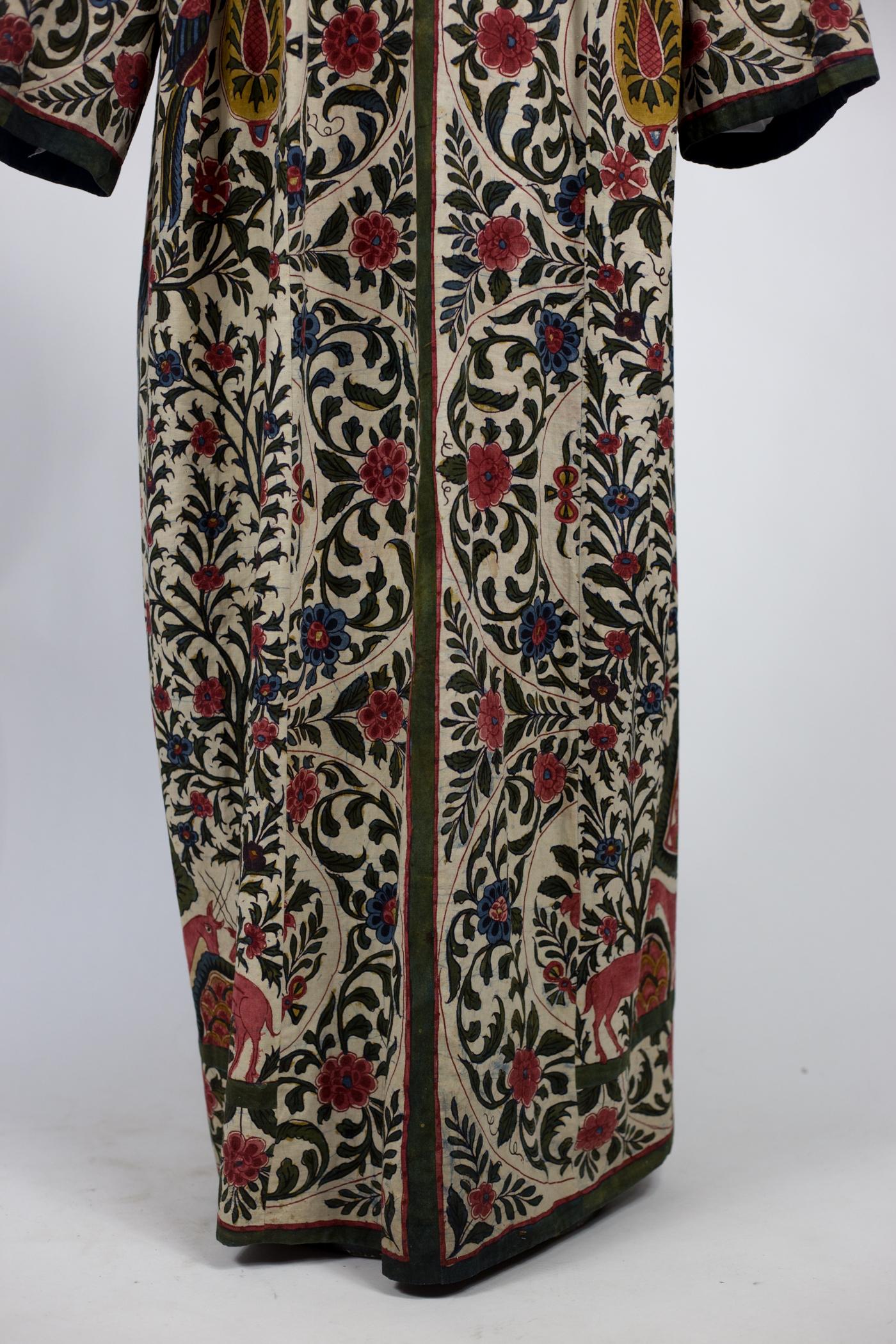 An Indian Painted Chintz Kaftan Dress From a Tree of Life Hanging Circa 1830 4