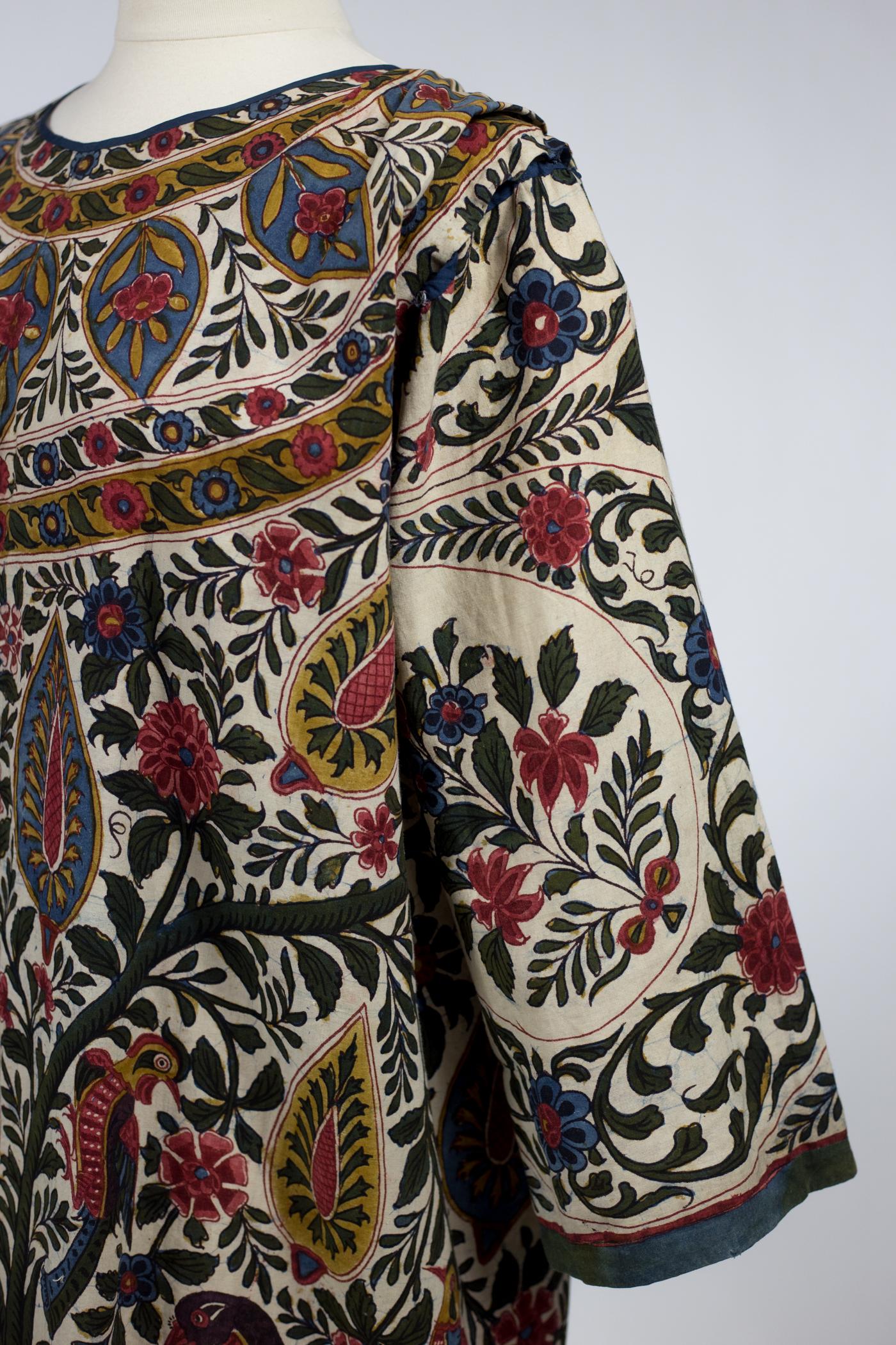 Black  An Indian Painted Chintz Kaftan Dress From a Tree of Life Hanging Circa 1830