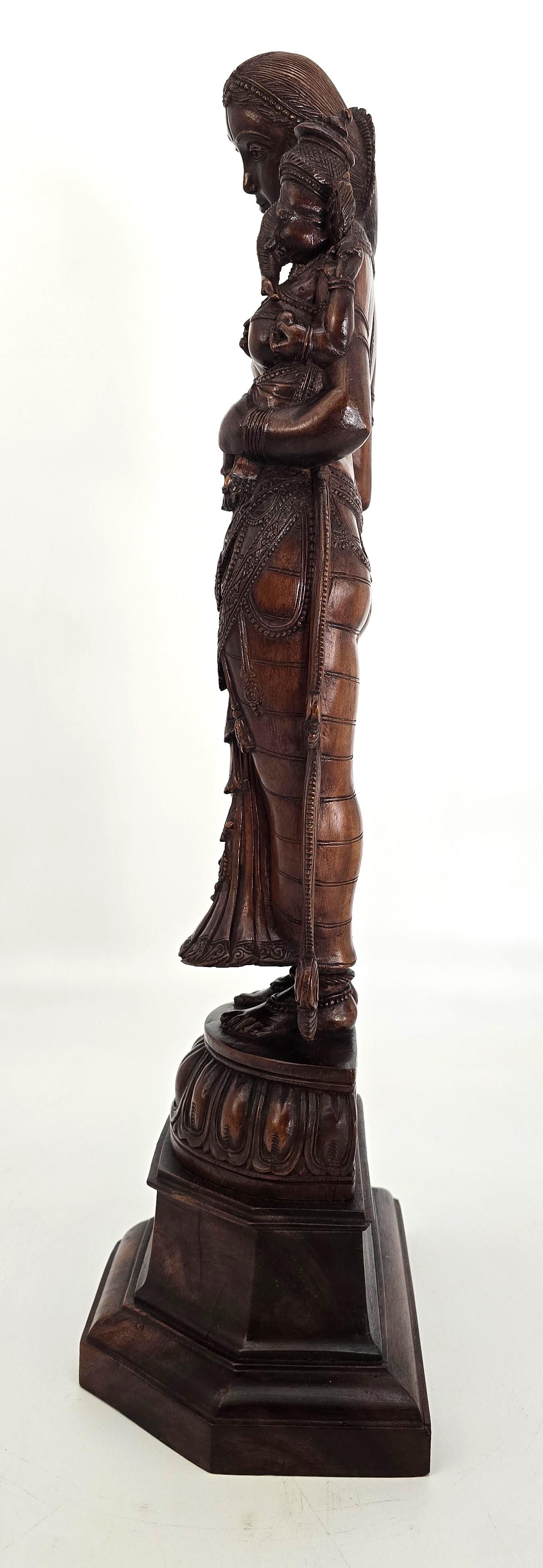 Anglo Raj An Indian Raj period carved figure of the Goddess Parvati, circa 1900 For Sale
