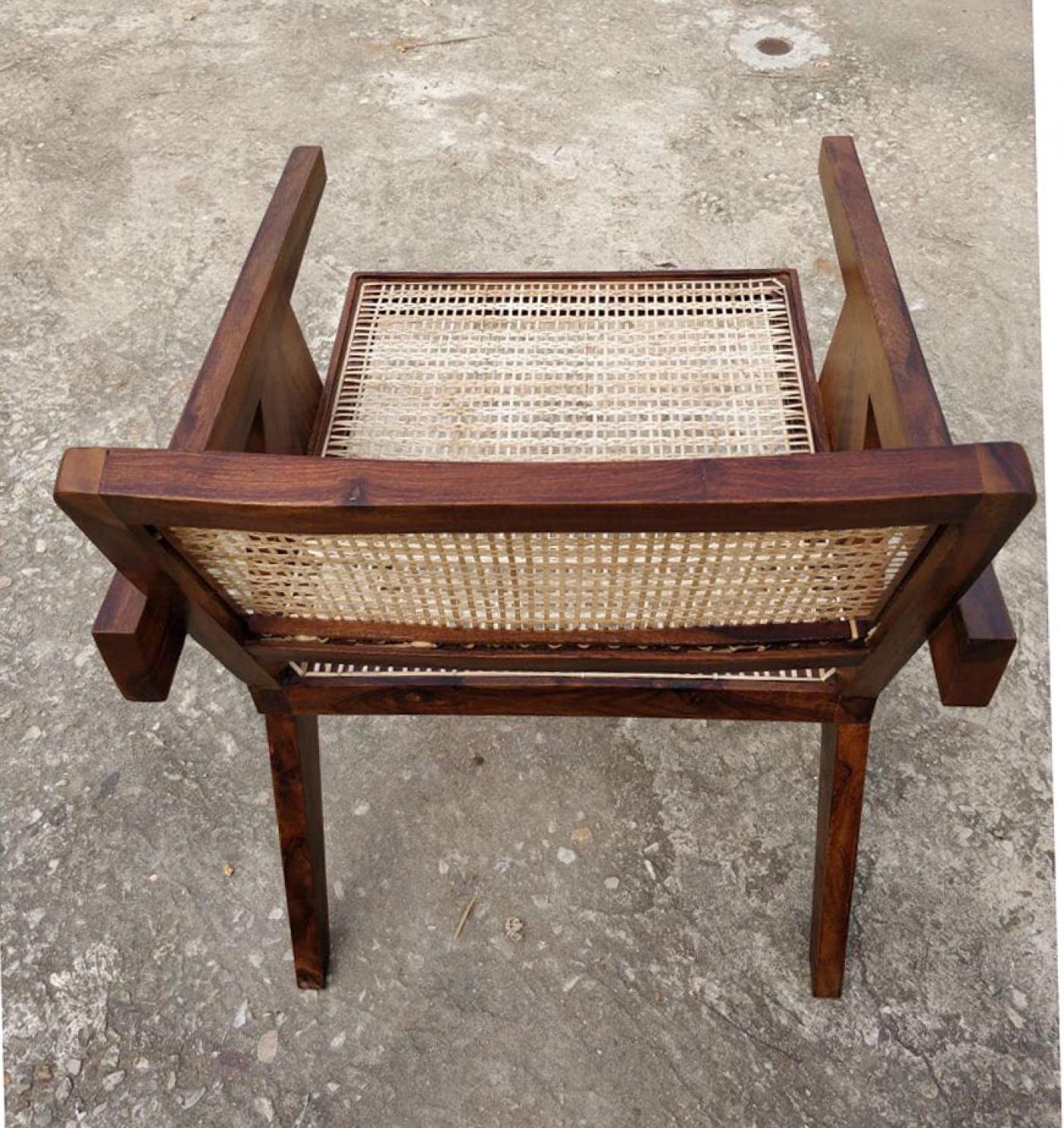 Indian Rosewood and Bamboo Modern Chair in the Style of Jeanneret, Chandigarh For Sale 1