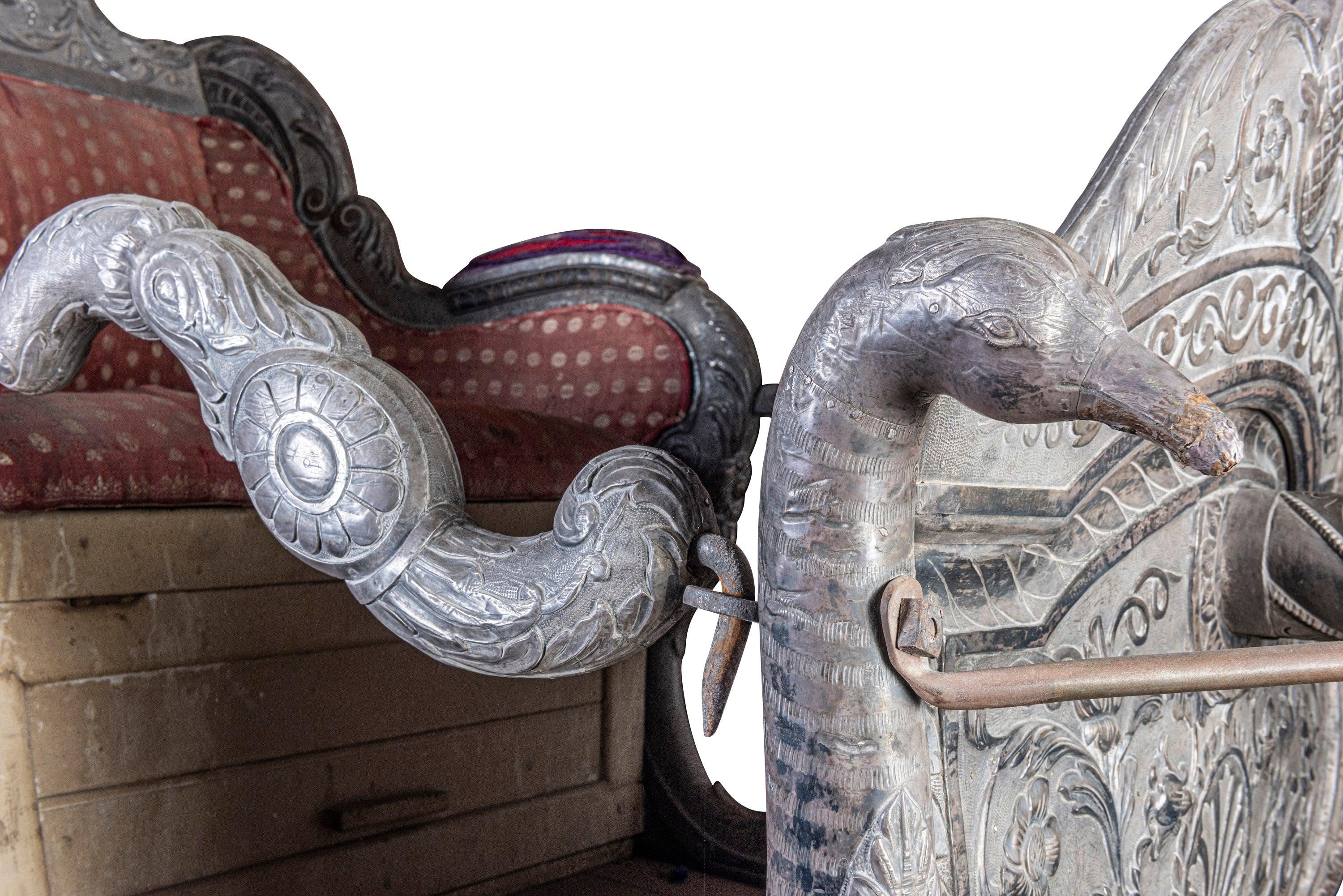 Hand-Carved An Indian Silver Foil Overlaid Palaquin, Early 19th Century For Sale