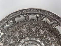 An Indian Silver Hand Made Chisiled Decorative Plate. India, 20th Century