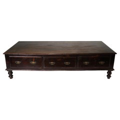 Antique Indian Teakwood Daybed with Three Storage Drawers