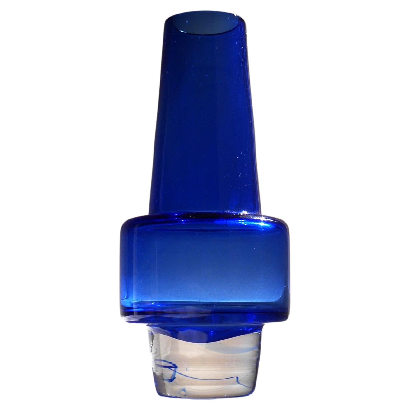 An Indigo Blue 'Rocket' Vase by Inge Samuelsson, Sea Glassbruk For Sale