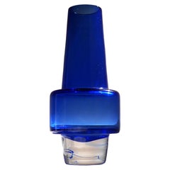 Retro An Indigo Blue 'Rocket' Vase by Inge Samuelsson, Sea Glassbruk