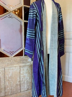 An Indigo Glazed Silk and Cotton Kaftan - Ottoman Empire Early 20th century