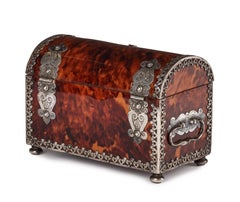 An Indo-Portuguese colonial tortoiseshell veneered wooden casket