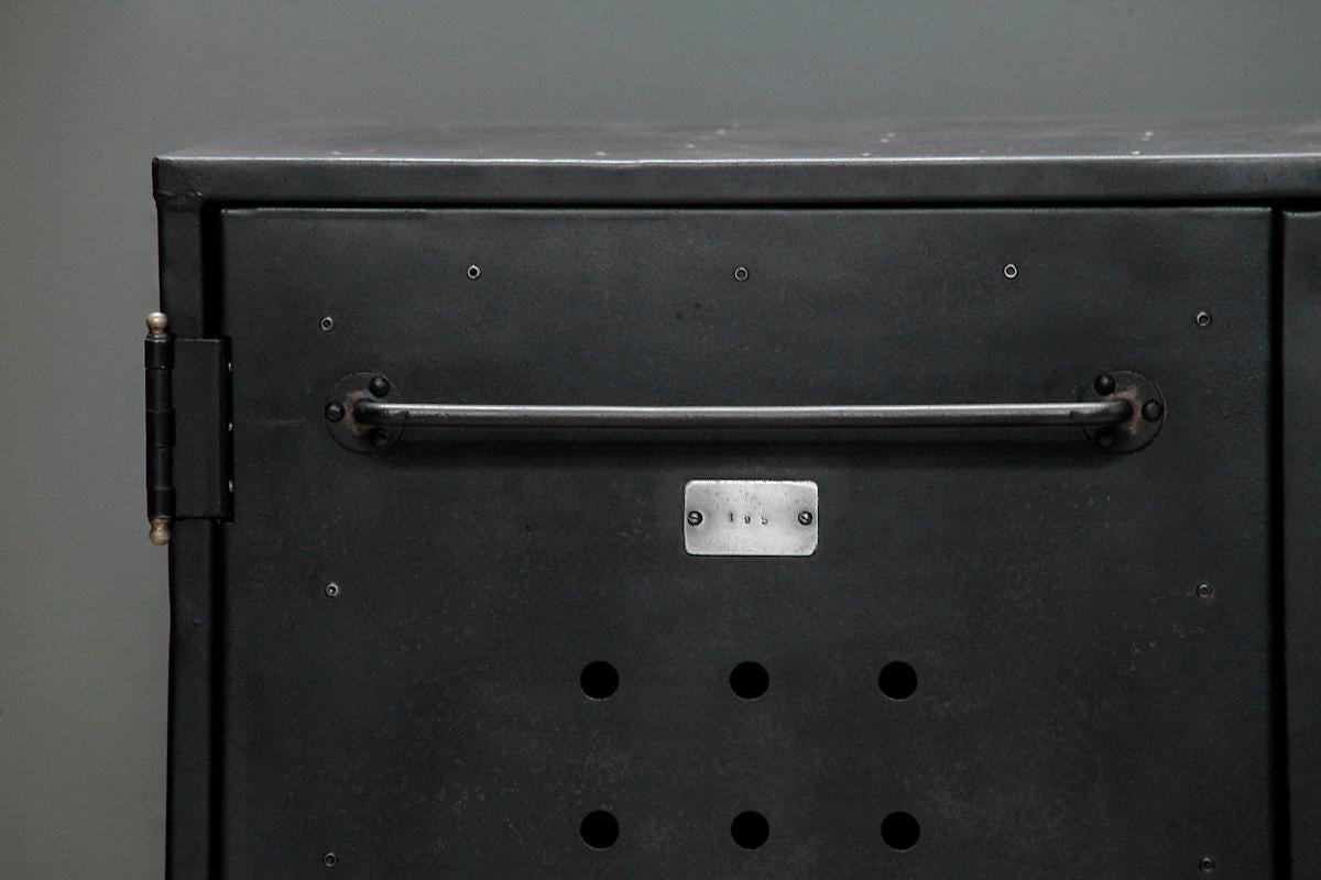 Steel An industrial two door cabinet marked No.195 For Sale