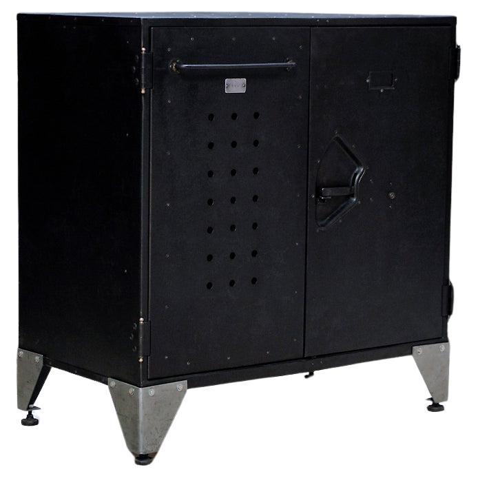 An industrial two door cabinet marked No.195 For Sale