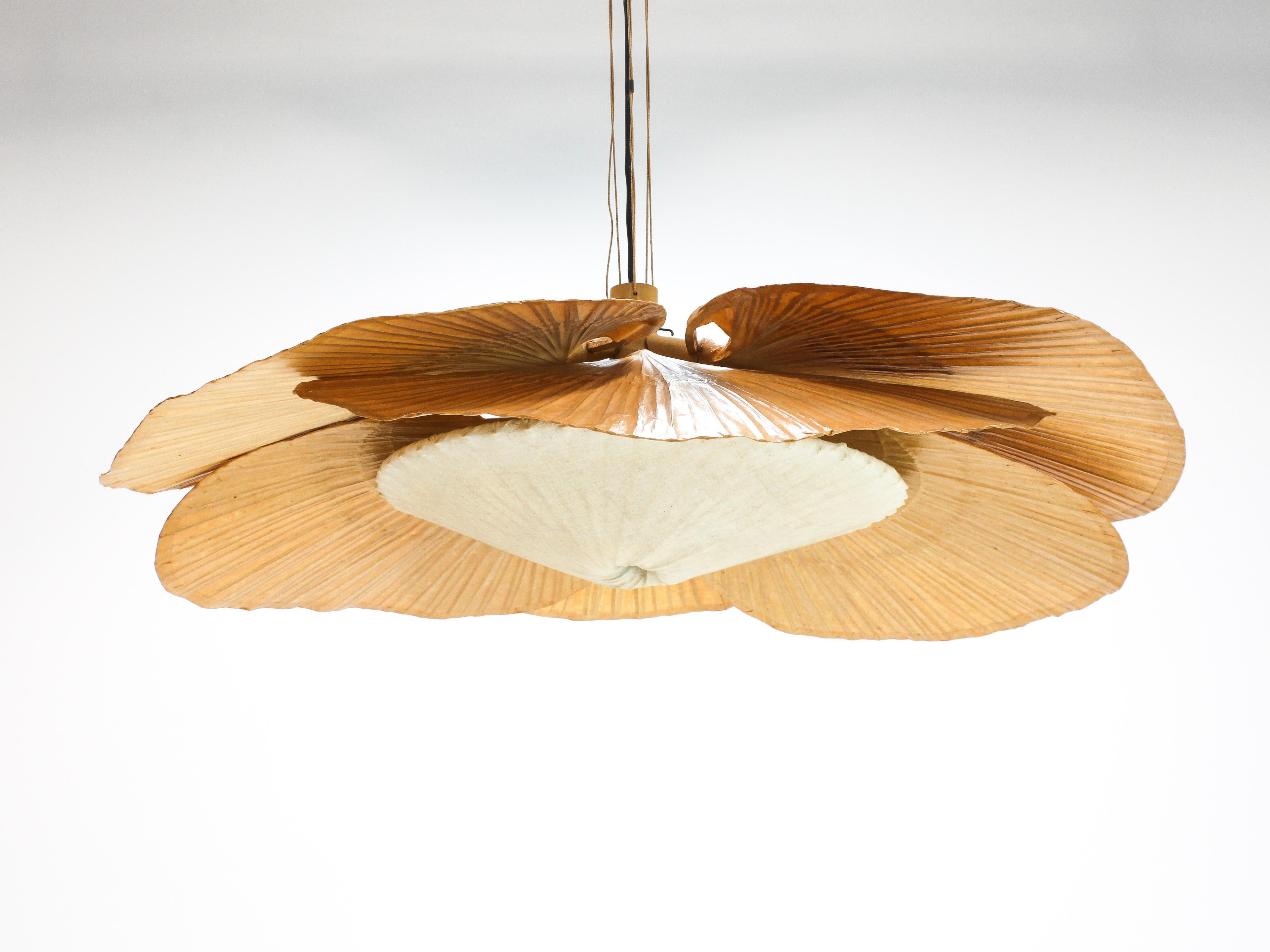 Ingo Maurer Uchiwa Hana Chandelier by Ingo Maurer for M Design, Germany, 1970s In Good Condition In London Road, Baldock, Hertfordshire