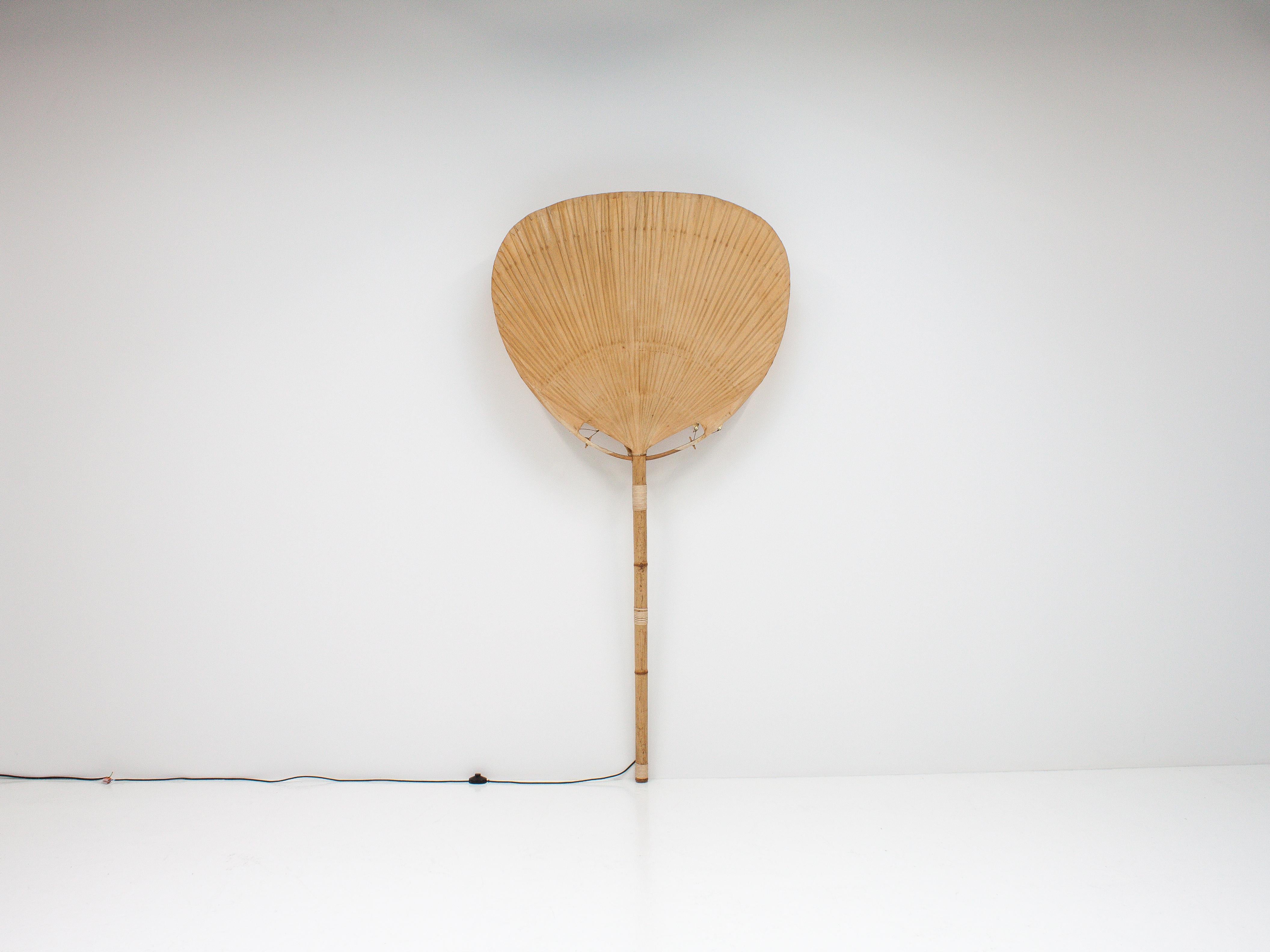Bamboo Ingo Maurer “Uchiwa I” Large Floor/Wall Lamp for M Design, Germany, 1970s